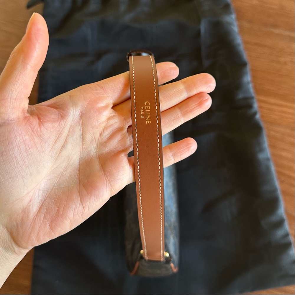 Celine Ava Shoulder Bag in Triomphe Canvas + Tan Calfskin NWT - Picture 9 of 15